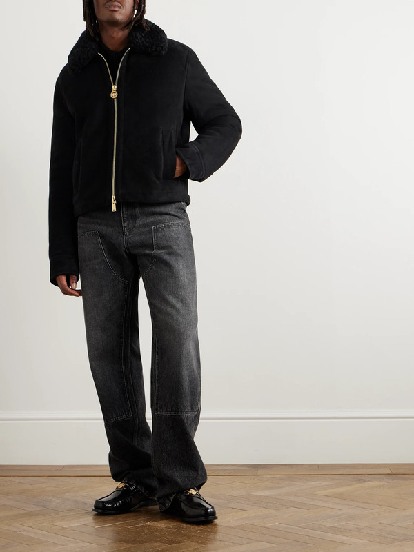  Versace - Shearling Jacket - Men - Black - It 46 