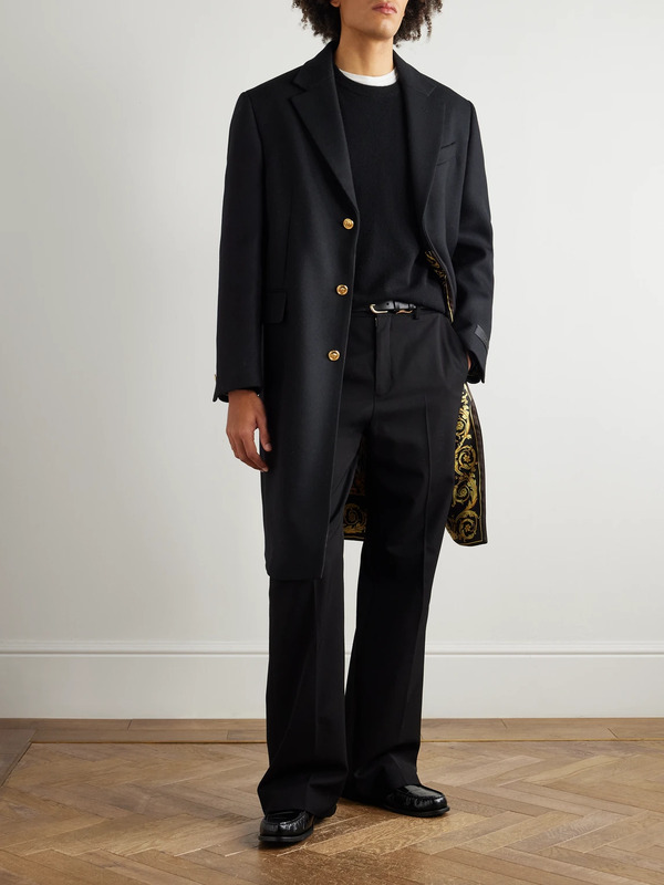  Versace - Wool-blend Twill Overcoat - Men - Black - It 50 