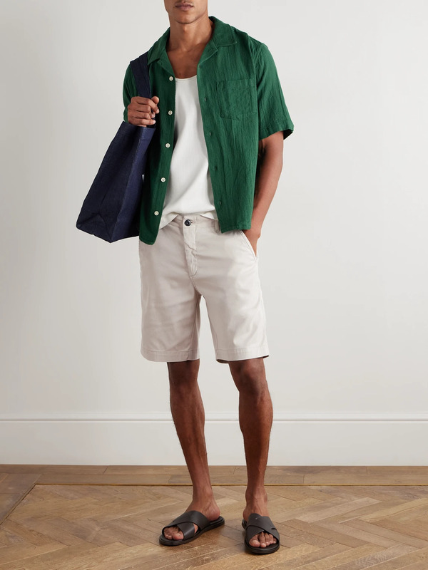  Vilebrequin - Ponche Straight-leg Stretch Lyocell And Cotton-blend Gabardine Shorts - Men - Neutrals - Uk/us 29 