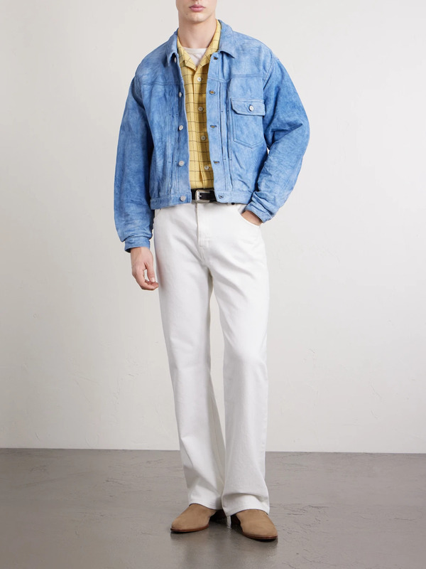  Visvim - 102x Cropped Leather Jacket - Men - Blue - 1 