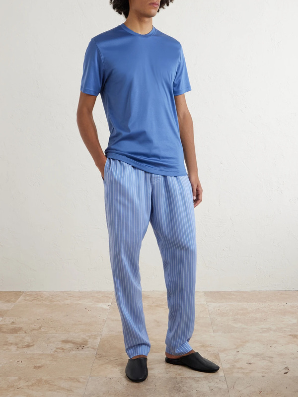  Zimmerli - Pinstriped Satin Pyjama Trousers - Men - Blue - S 