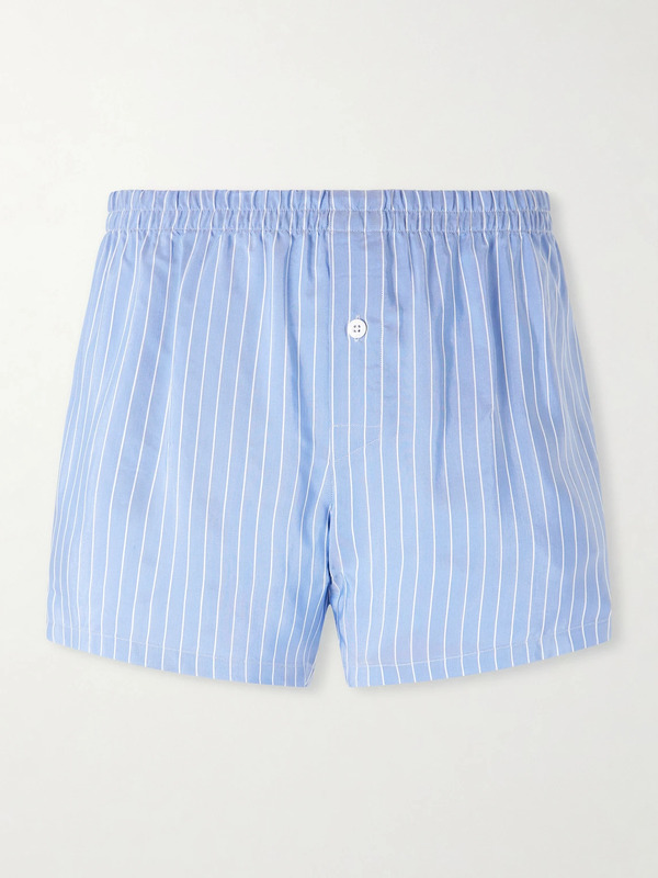  Zimmerli - Striped Woven Boxer Shorts - Men - Blue - S 