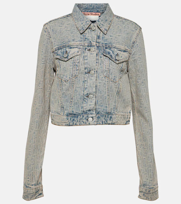  Acne Studios Acne Studios Cropped Jacquard Denim Jacket 