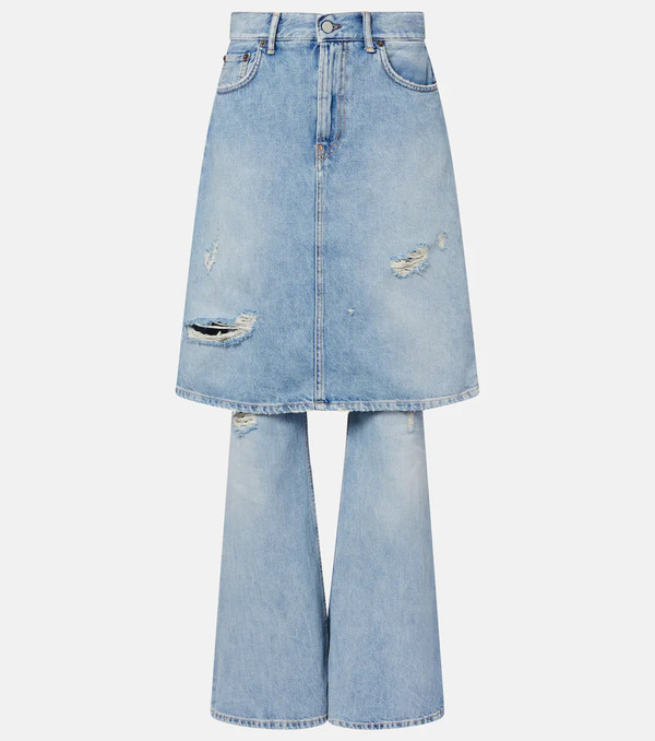  Acne Studios Acne Studios Distressed Layered Wide-leg Jeans 