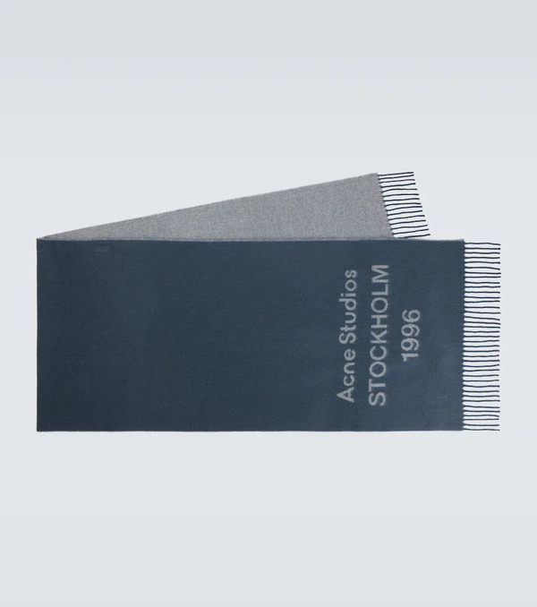  Acne Studios Acne Studios Fringed Logo Wool Scarf 