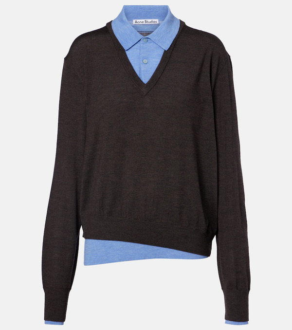 Acne Studios Acne Studios Layered Wool Polo Sweater 