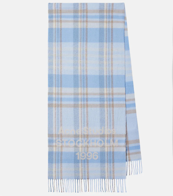  Acne Studios Acne Studios Logo Checked Wool Scarf 