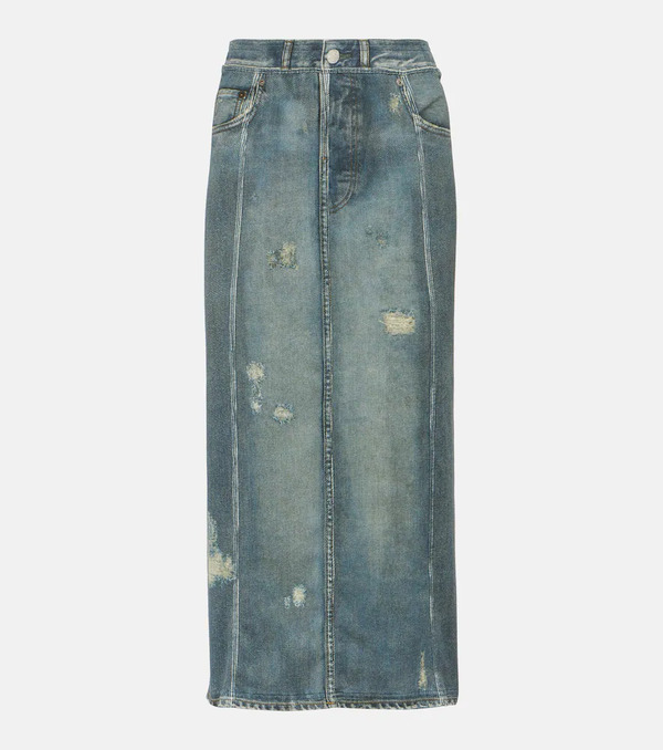  Acne Studios Acne Studios Mid-rise Printed Denim Midi Skirt 