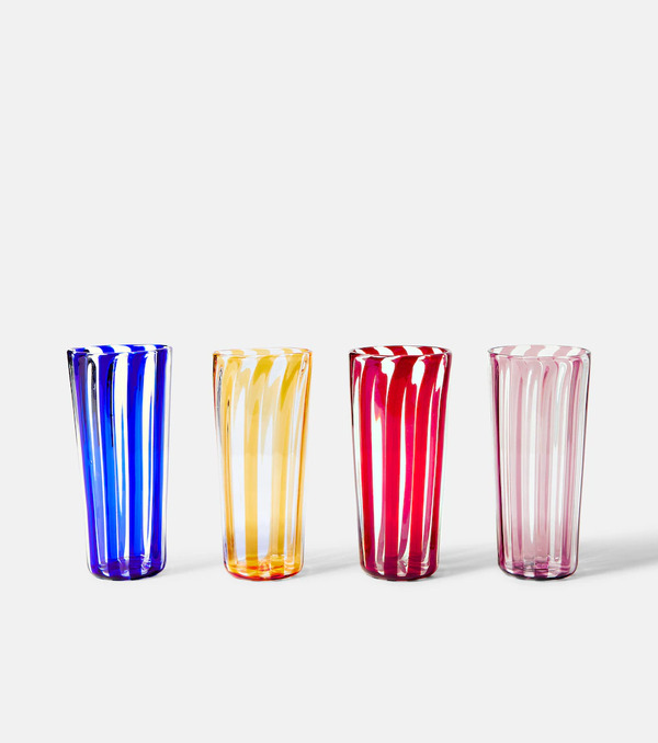  Akua Objects Akua Objects Augusta Large Set Of 4 Striped Glasses 