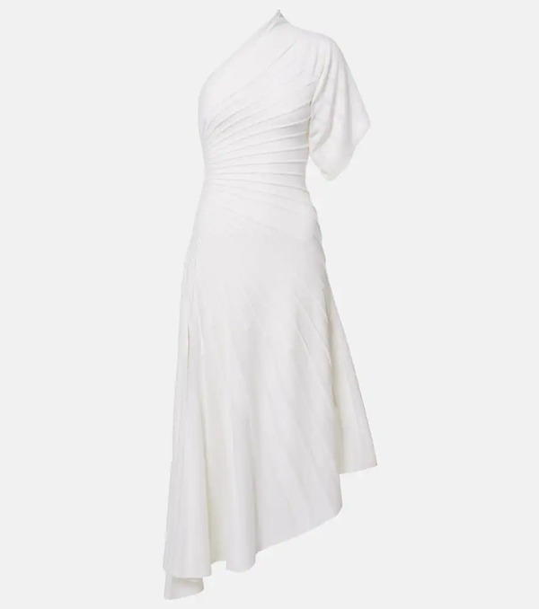  Alaia Alaia Asym Ray Virgin Wool Midi Dress 
