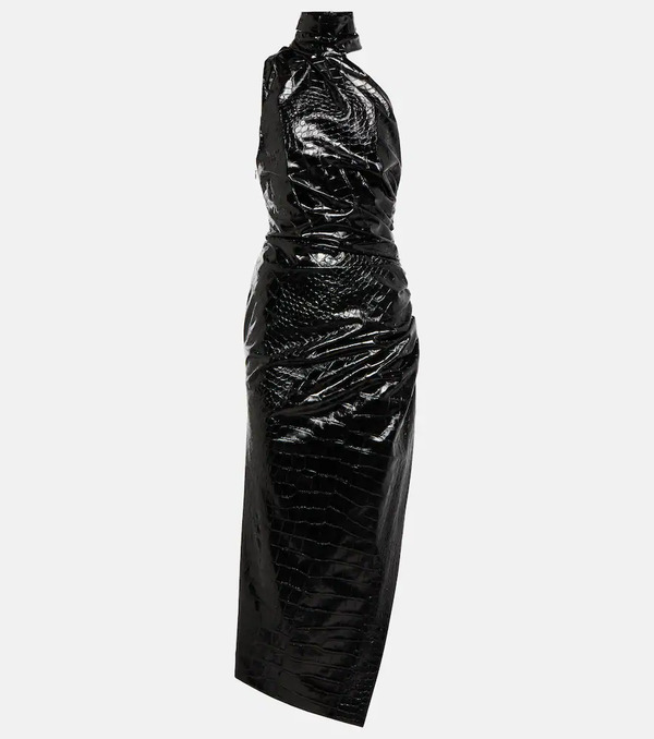  Alaia Alaia Asymmetric Croc-effect Midi Dress 
