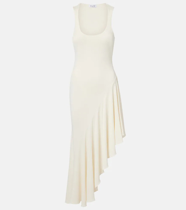  Alaia Alaia Asymmetric Jersey Midi Dress 