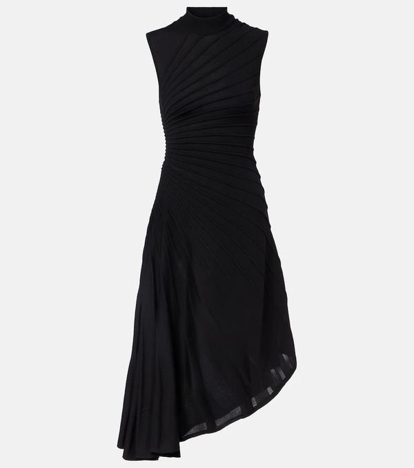  Alaia Alaia Asymmetric Virgin Wool Midi Dress 