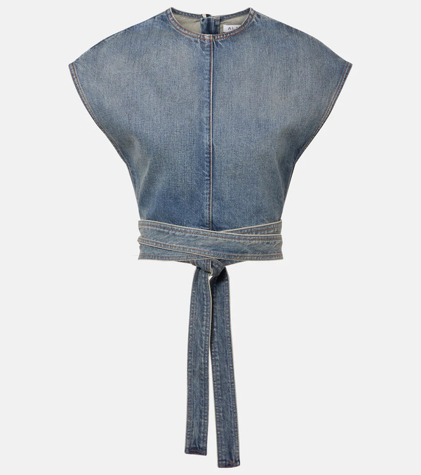  Alaia Alaia Belted Denim Crop Top 