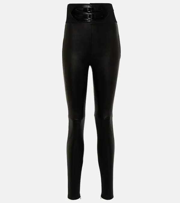  Alaia Alaia Belted High-rise Leather Leggings 