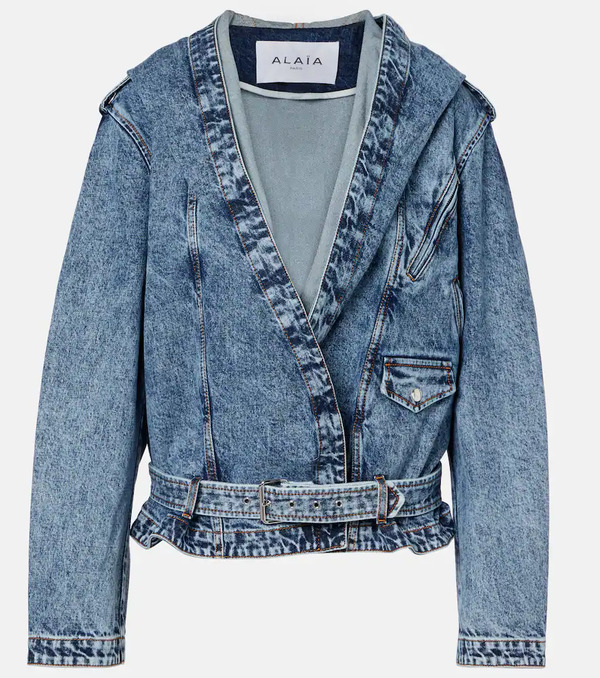  Alaia Alaia Belted Hooded Denim Jacket 