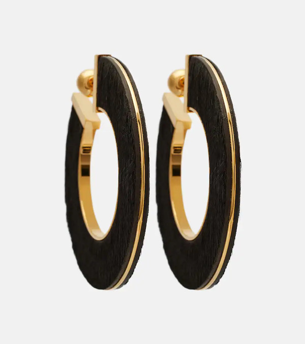  Alaia Alaia Blade Medium Leather Hoop Earrings 