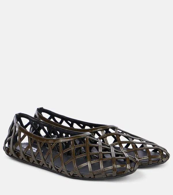  Alaia Alaia Cage Leather Ballet Flats 