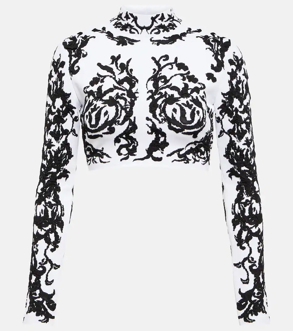  Alaia Alaia Calligraphy Jacquard Crop Top 