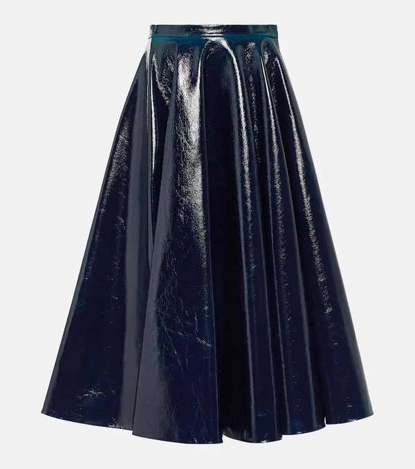  Alaia Alaia Coated Wool-blend Midi Skirt 