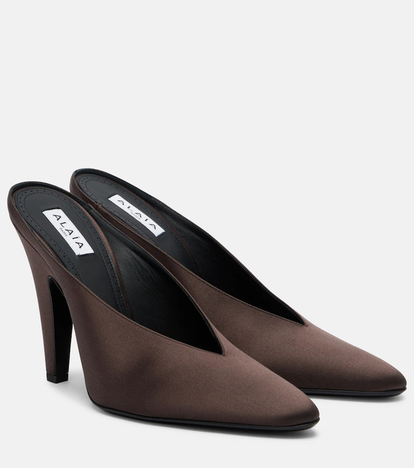  Alaia Alaia Cone Satin Mules 