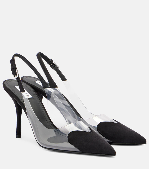  Alaia Alaia Cour 90 Suede And Pvc Slingback Pumps 