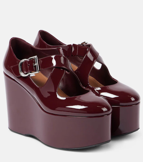  Alaia Alaia Criss Cross Patent Leather Wedges 