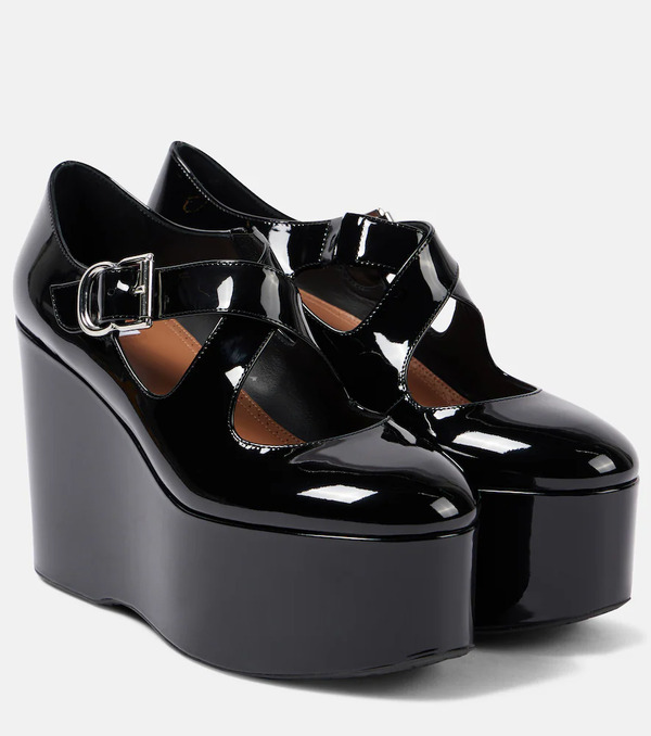 Alaia Alaia Criss Cross Patent Leather Wedges 