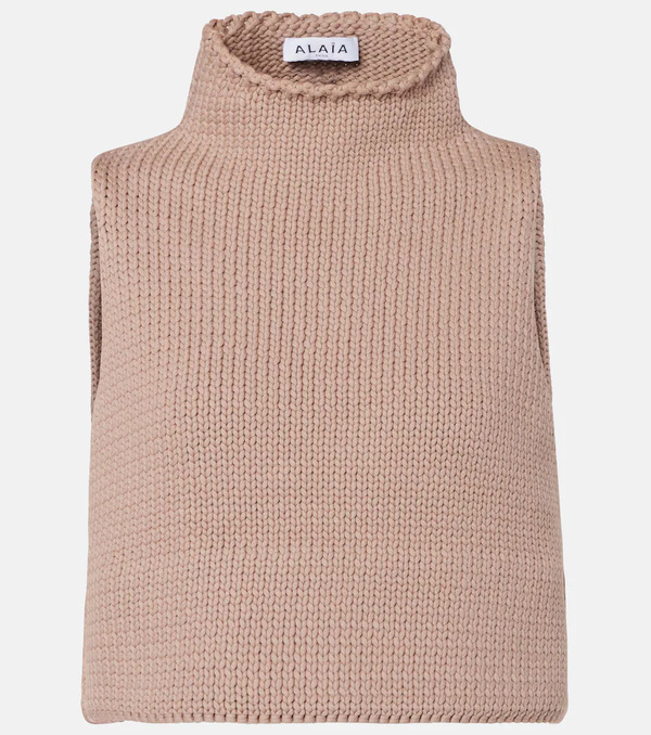  Alaia Alaia Cropped Cotton-blend Turtleneck Top 