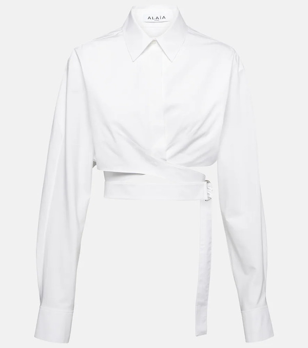  Alaia Alaia Cropped Cotton Poplin Shirt 