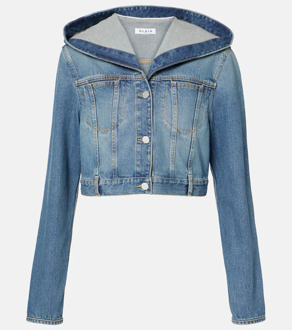  Alaia Alaia Cropped Hooded Denim Jacket 