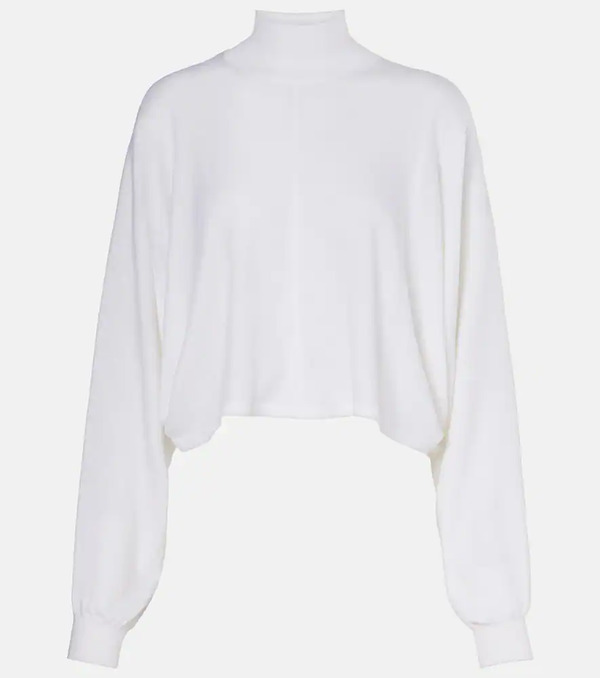  Alaia Alaia Cropped Linen Turtleneck Sweater 
