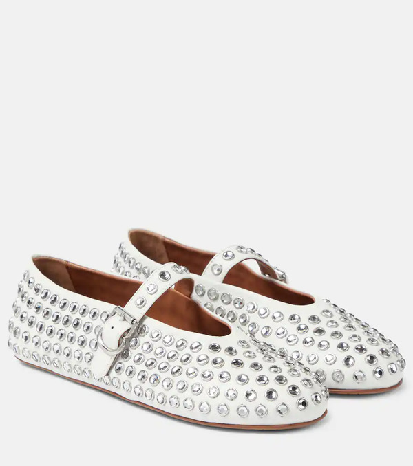  Alaia Alaia Crystal-embellished Leather Ballet Flats 