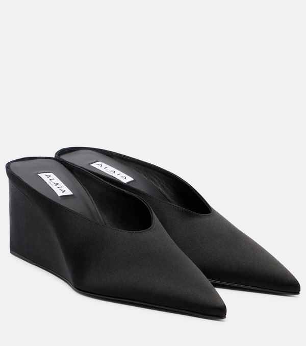  Alaia Alaia Cube 75 Satin Wedge Mules 