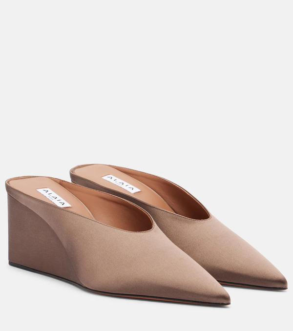  Alaia Alaia Cube Satin Wedge Mules 