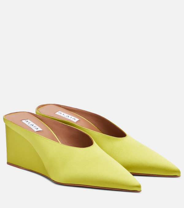  Alaia Alaia Cube Satin Wedge Mules 