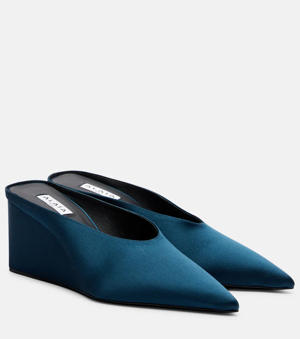  Alaia Alaia Cube Satin Wedge Mules 