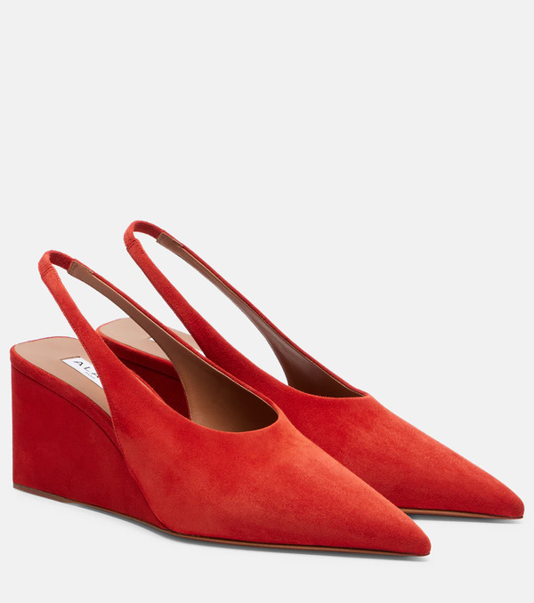  Alaia Alaia Cube Suede Slingback Wedges 