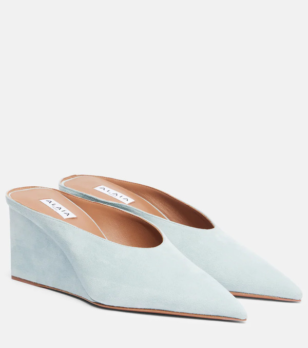  Alaia Alaia Cube 75 Suede Wedge Mules 