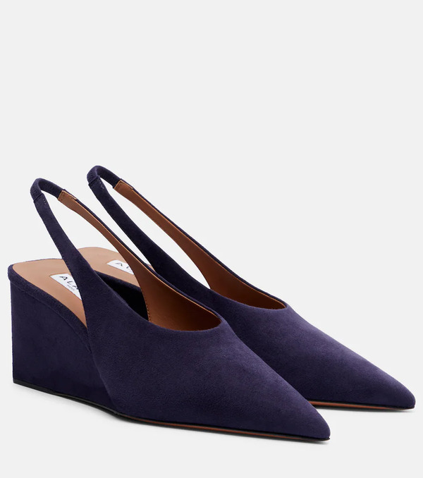  Alaia Alaia Cube Suede Wedge Slingback Pumps 