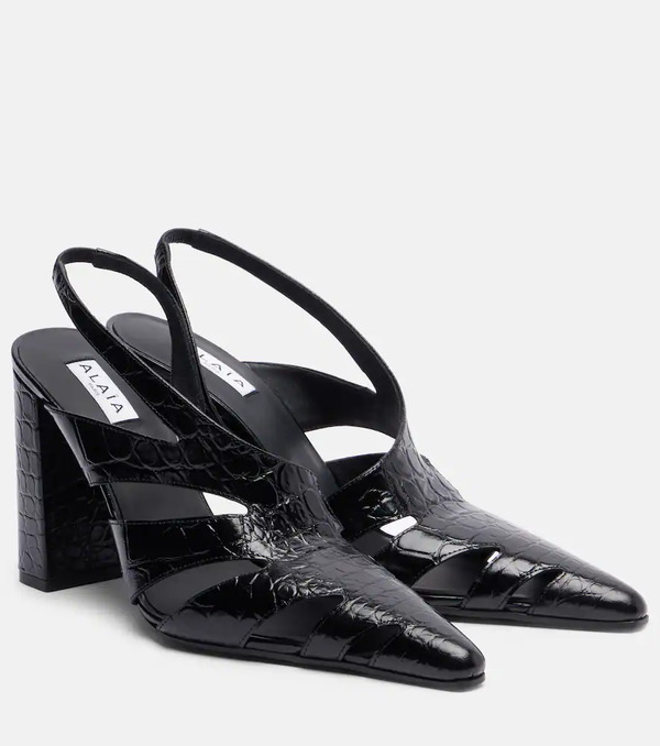  Alaia Alaia Cut Out Leather Slingback Pumps 