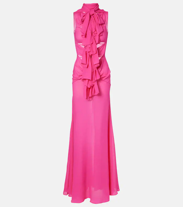  Alaia Alaia Cutout Ruffled Jersey Gown 