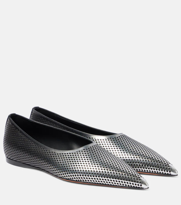  Alaia Alaia Degrade Fishnet Leather Ballet Flats 