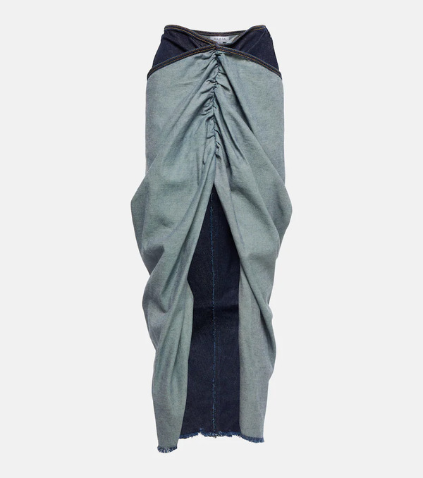  Alaia Alaia Draped Denim Maxi Skirt 