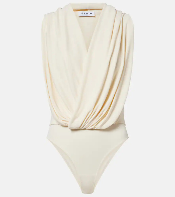  Alaia Alaia Draped Hooded Jersey Bodysuit 