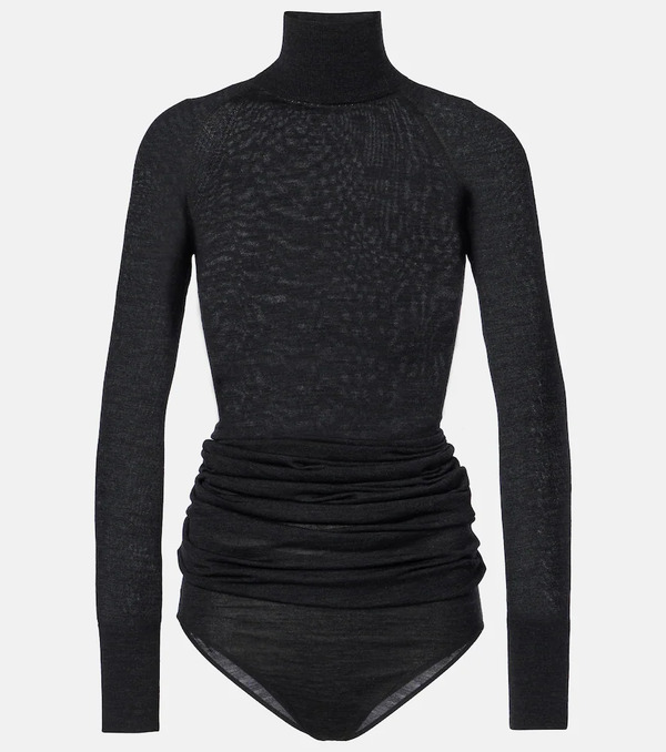  Alaia Alaia Draped Wool Turtleneck Bodysuit 