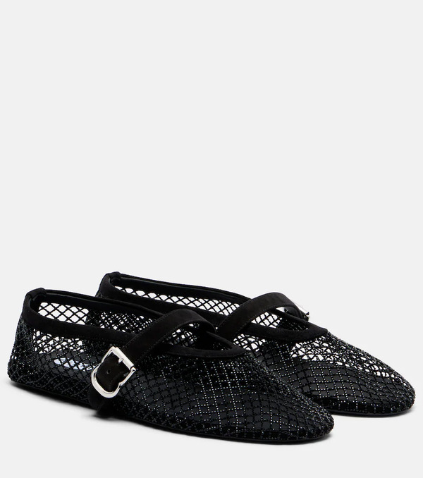  Alaia Alaia Embellished Fishnet Ballet Flats 