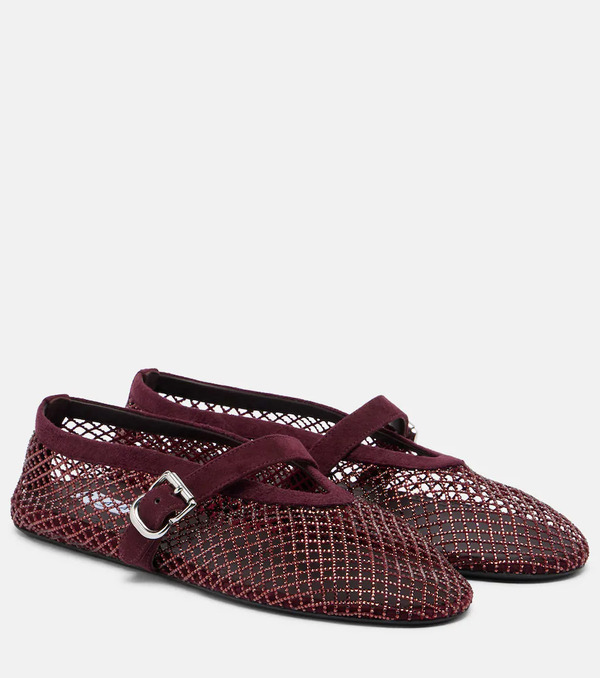  Alaia Alaia Embellished Fishnet Ballet Flats 