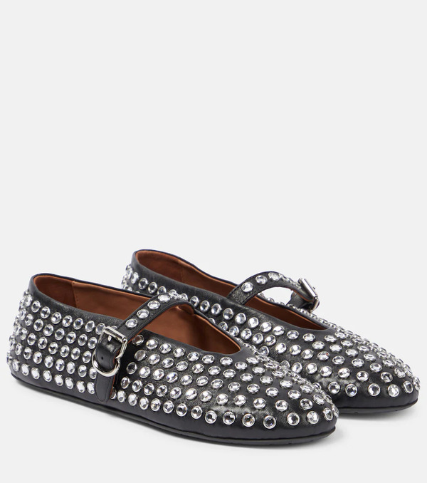  Alaia Alaia Embellished Leather Ballet Flats 