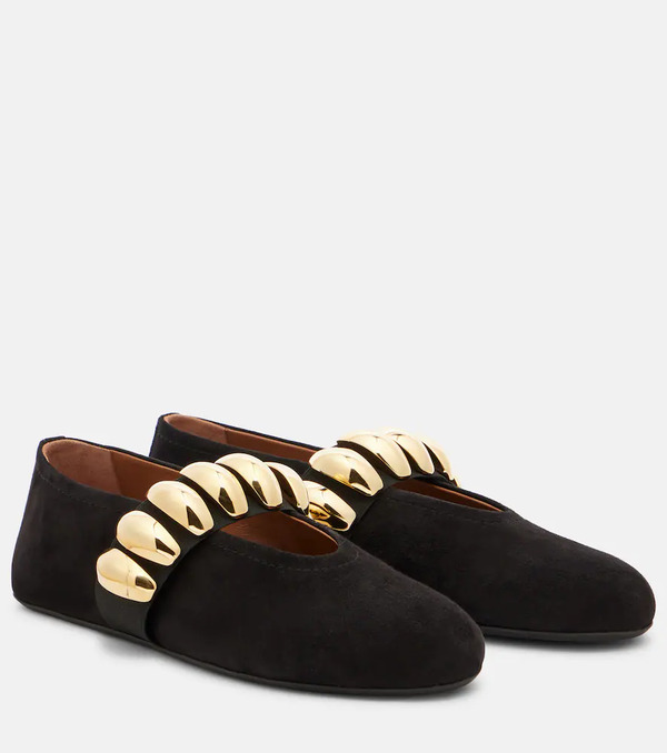  Alaia Alaia Embellished Suede Ballet Flats 